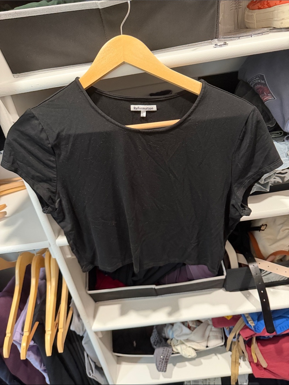 Reformation Black Cropped Tee